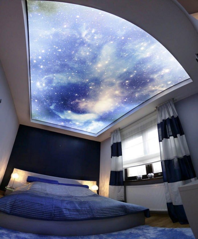 teto com imagem de espaço no quarto