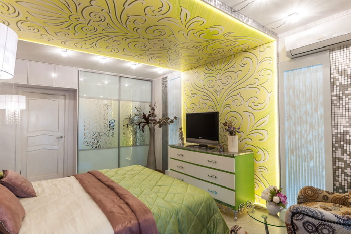 tecido elástico com transição para a parede do quarto