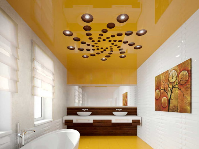 teto tenso amarelo no interior