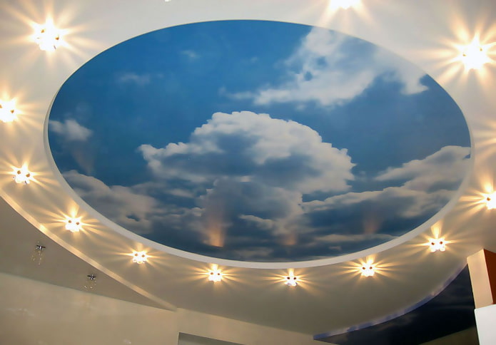 tela esticada com impressão fotográfica em forma de céu