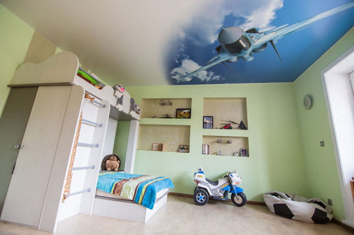 tecido esticado com a imagem de um avião