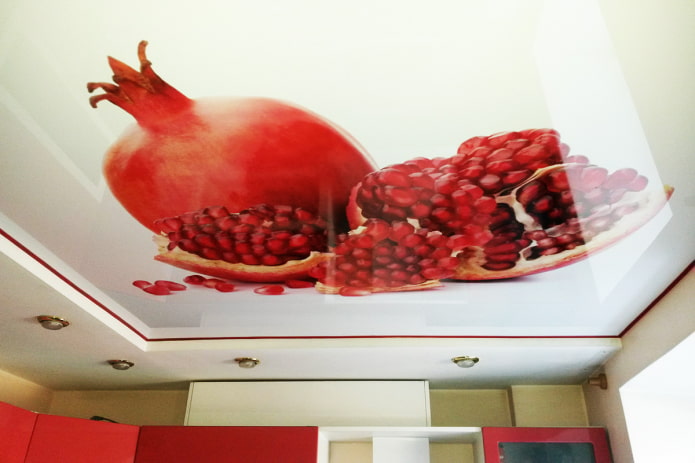 teto com a imagem de uma romã na cozinha