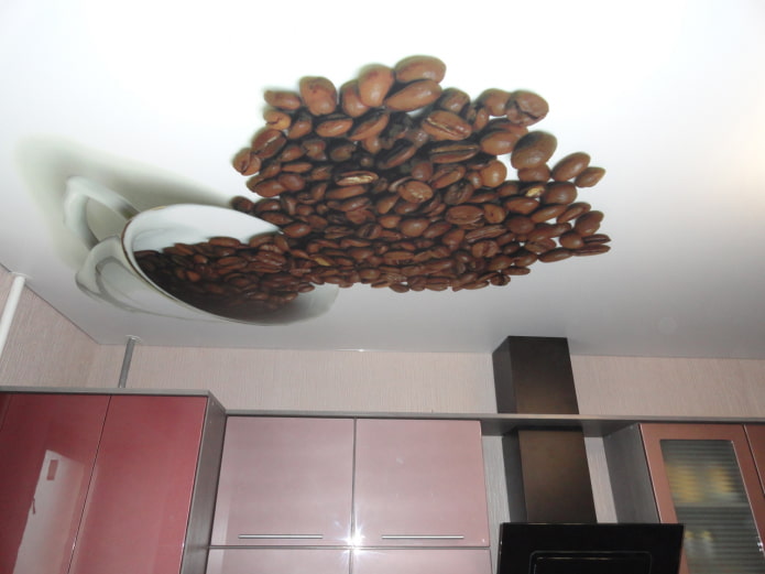 teto com a imagem de café na cozinha