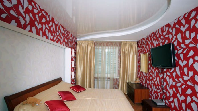teto tenso de dois níveis no interior do quarto