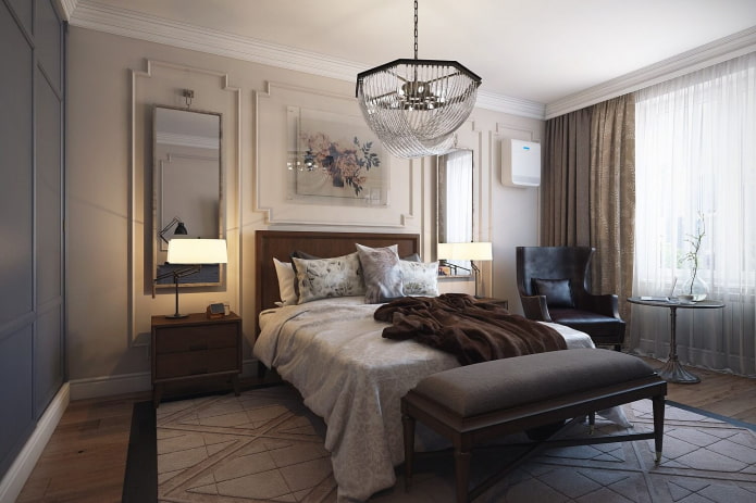 interior do quarto em estilo neoclássico