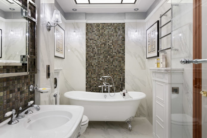 interior de banheiro em estilo neoclássico