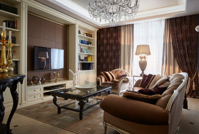 interior da sala de estar em estilo neoclássico