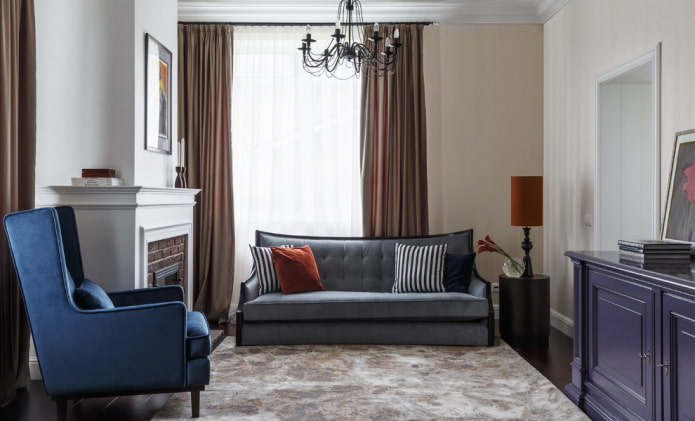 interior da sala de estar em estilo neoclássico