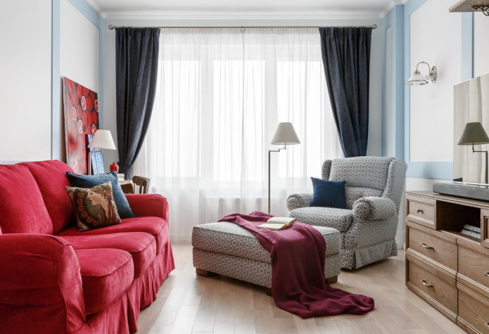 decoração de interiores em tecido no estilo neoclássico