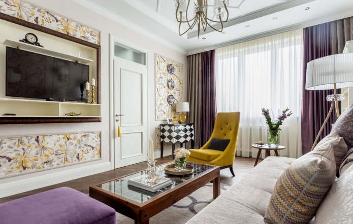interior da sala de estar em estilo neoclássico