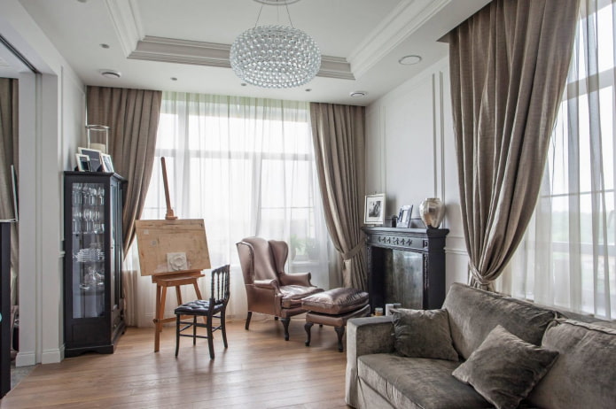 decoração de interiores em tecido no estilo neoclássico