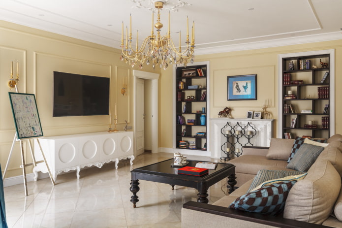 iluminação no interior em estilo neoclássico