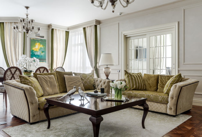 decoração de interiores em estilo neoclássico