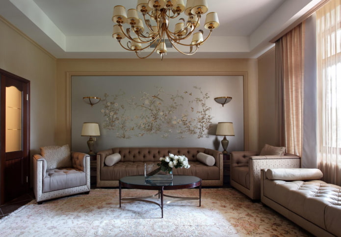 decoração de parede no interior em estilo neoclássico