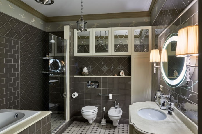 interior do banheiro em estilo neoclássico