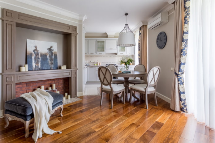 acabamento de piso em interiores em estilo neoclássico