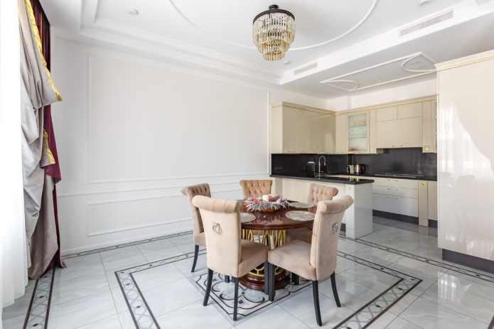 acabamento de piso em interiores em estilo neoclássico
