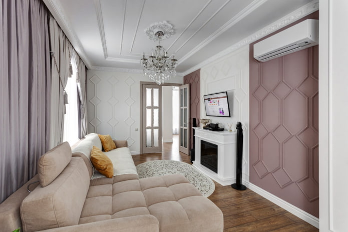 esquema de cores do interior em estilo neoclássico
