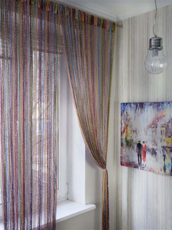 design de cortinas de linha no interior da cozinha