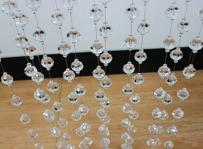 cortinas de fio com contas transparentes