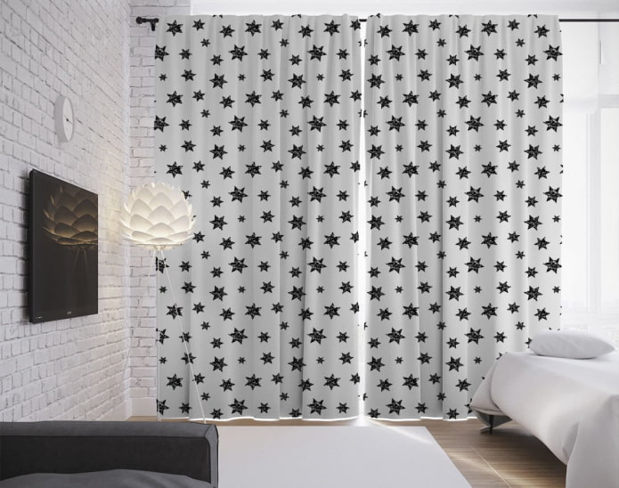 cortinas noturnas com estampas de estrelas
