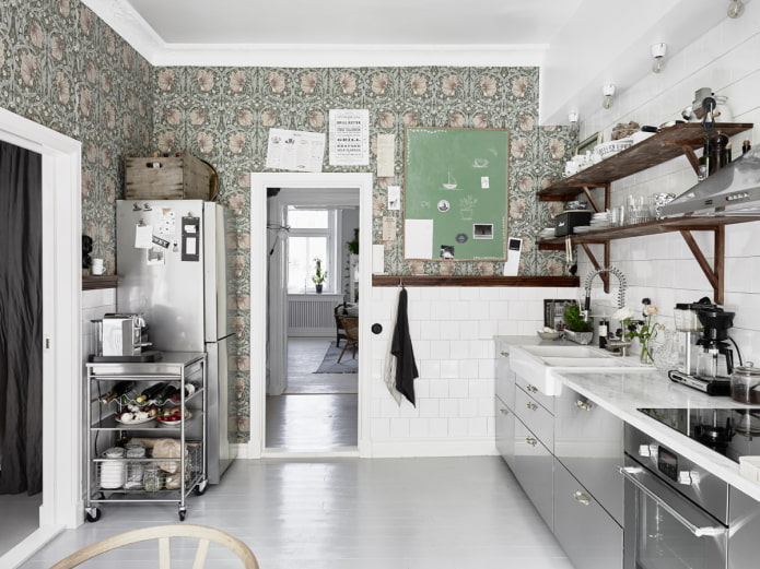papel de parede na cozinha escandinavo