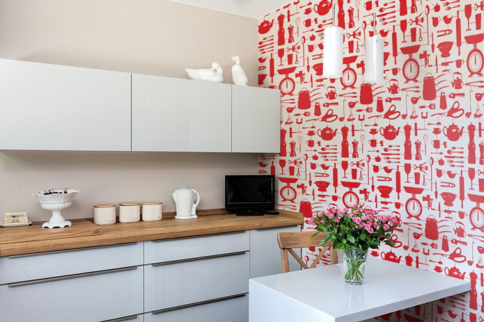 papel de parede vermelho para a cozinha