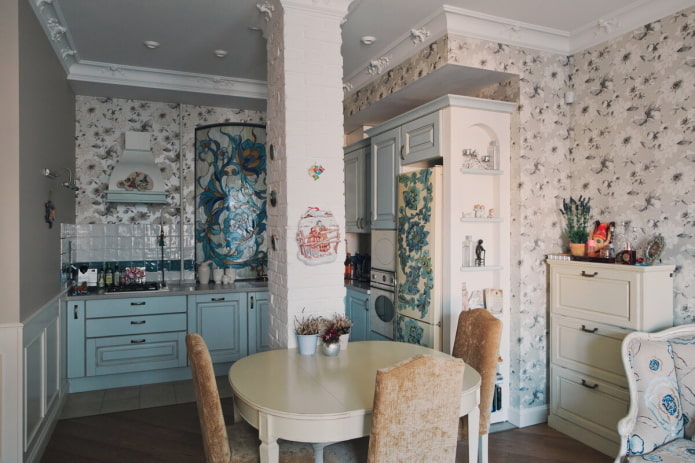 cozinha sala de estar em uma casa de campo