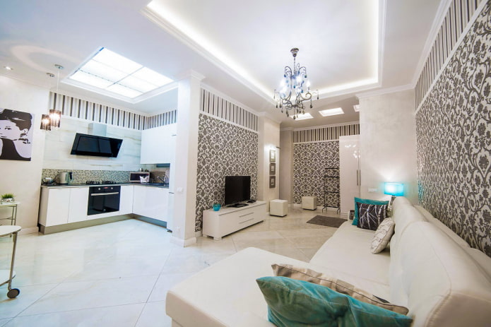 cozinha-sala de estar moderna