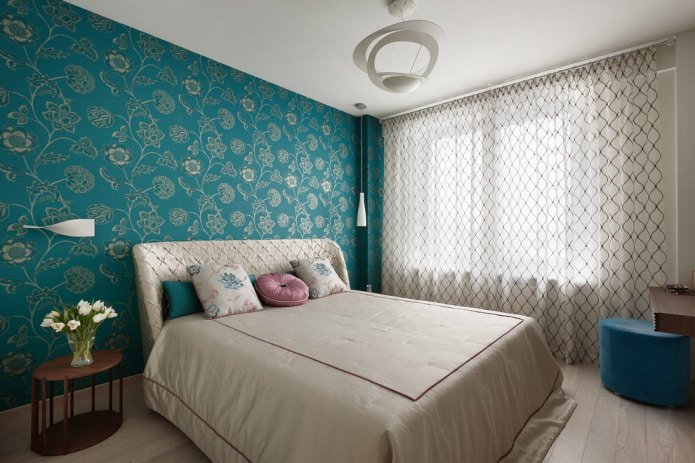 papel de parede turquesa no quarto