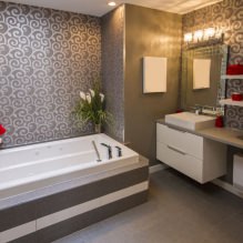 Papel de parede para o banheiro: prós e contras, tipos, design, 70 fotos do interior-15