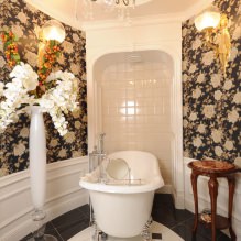 Papel de parede para o banheiro: prós e contras, tipos, design, 70 fotos no interior-13