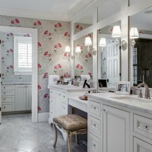 Papel de parede para o banheiro: prós e contras, tipos, design, 70 fotos no interior-10