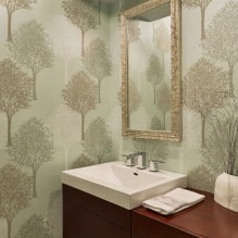 Papel de parede para o banheiro: prós e contras, tipos, design, 70 fotos no interior-25