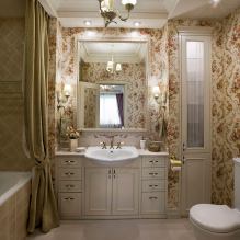 Papel de parede para o banheiro: prós e contras, tipos, design, 70 fotos no interior-21