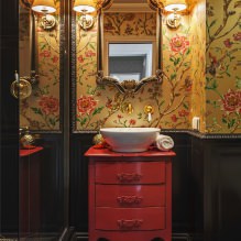 Papel de parede para o banheiro: prós e contras, tipos, design, 70 fotos no interior-14