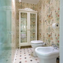 Papel de parede para o banheiro: prós e contras, tipos, design, 70 fotos no interior-22