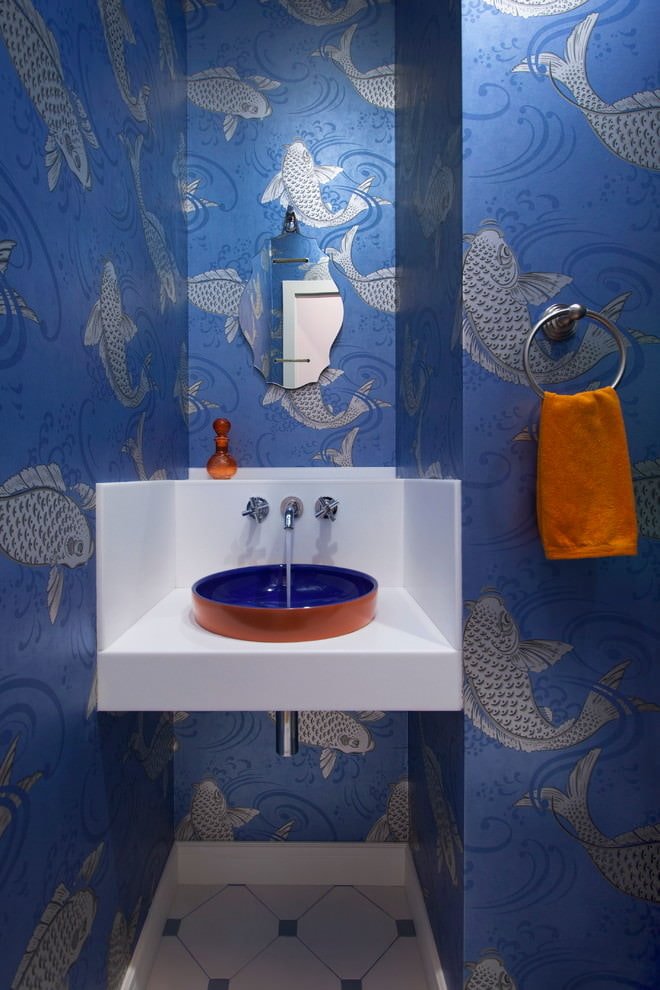 papel de parede vinílico azul