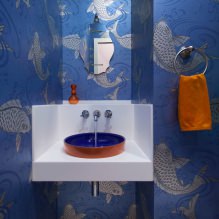 Papel de parede para o banheiro: prós e contras, tipos, design, 70 fotos do interior-16