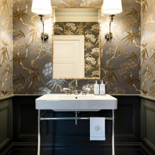 Papel de parede para o banheiro: prós e contras, tipos, design, 70 fotos no interior-9