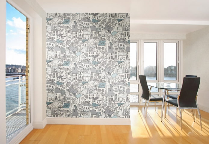 papel de parede com padrão de cidade no interior