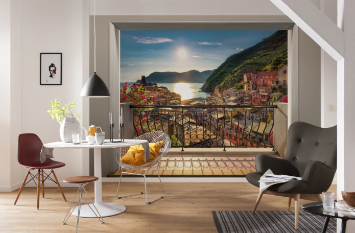 Papel de parede com efeito 3D no interior