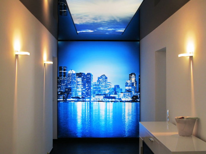papel de parede fotográfico com iluminação de fundo no interior