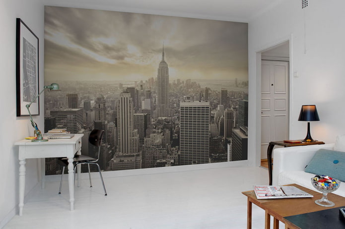 papel de parede fotográfico com a imagem de Nova York no interior