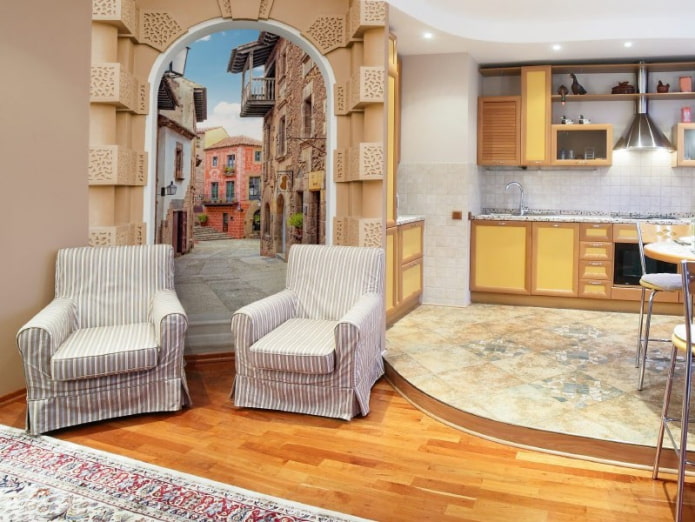 Papel de parede com efeito 3D no interior