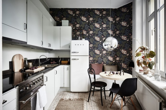 Papel de parede estampado na cozinha