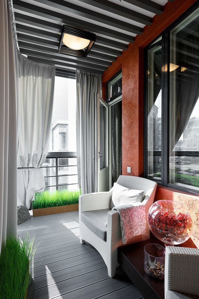 Cortinas longas na loggia