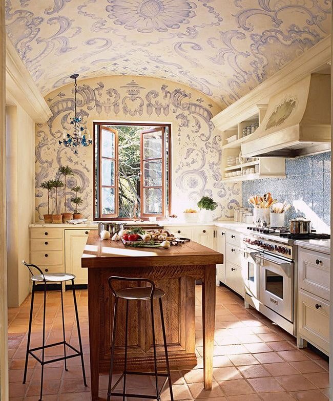 papel de parede de teto no interior da cozinha
