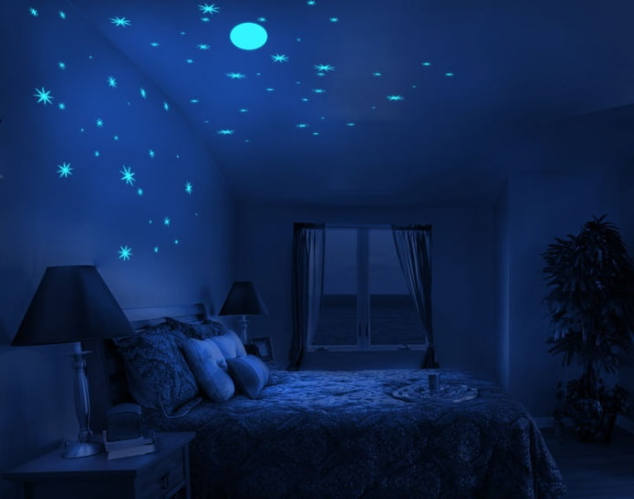 teto com estrelas luminosas