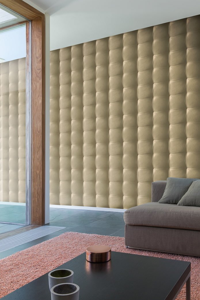 papel de parede de couro bege no interior